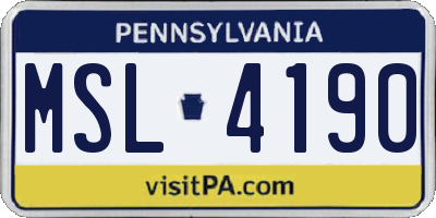 PA license plate MSL4190