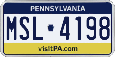 PA license plate MSL4198