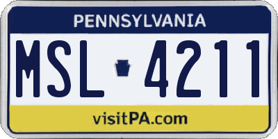 PA license plate MSL4211