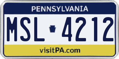 PA license plate MSL4212