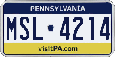 PA license plate MSL4214