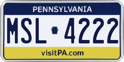 PA license plate MSL4222
