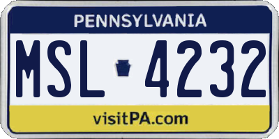 PA license plate MSL4232
