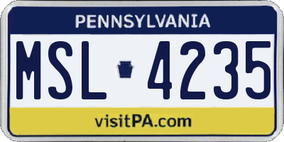 PA license plate MSL4235