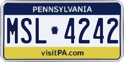 PA license plate MSL4242