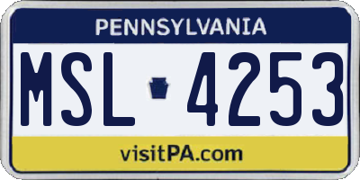 PA license plate MSL4253