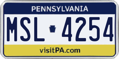 PA license plate MSL4254