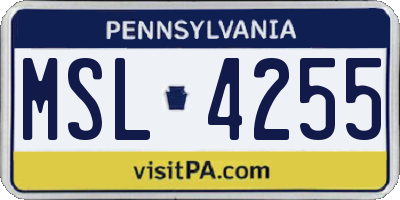 PA license plate MSL4255