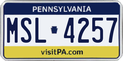 PA license plate MSL4257