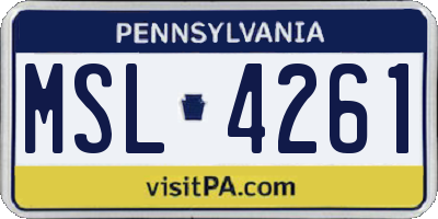 PA license plate MSL4261