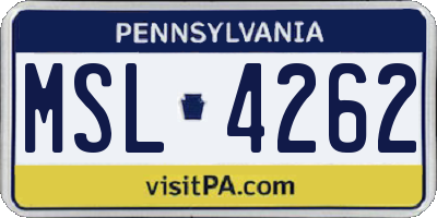 PA license plate MSL4262