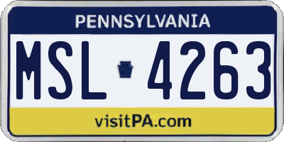 PA license plate MSL4263