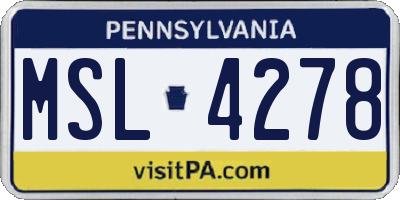 PA license plate MSL4278