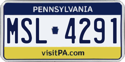 PA license plate MSL4291