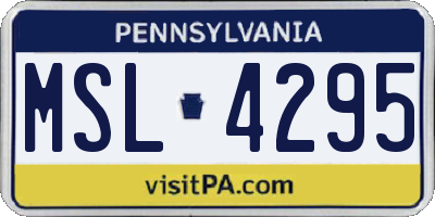 PA license plate MSL4295
