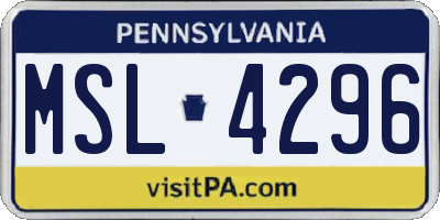PA license plate MSL4296