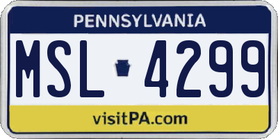 PA license plate MSL4299