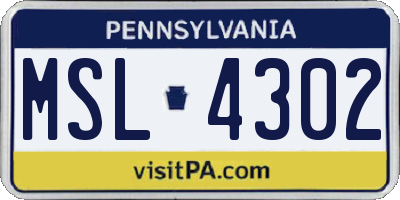 PA license plate MSL4302