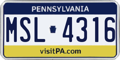 PA license plate MSL4316