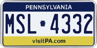 PA license plate MSL4332