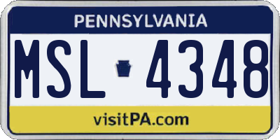 PA license plate MSL4348