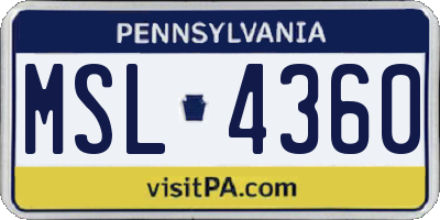 PA license plate MSL4360