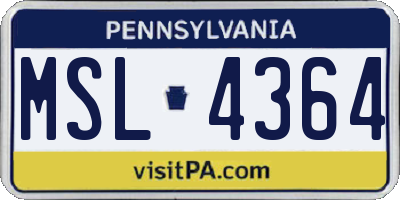 PA license plate MSL4364