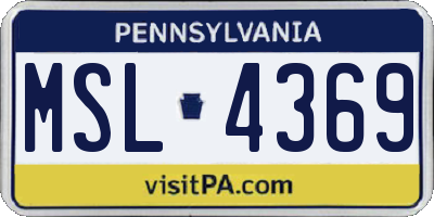 PA license plate MSL4369