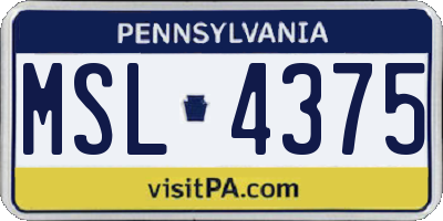 PA license plate MSL4375