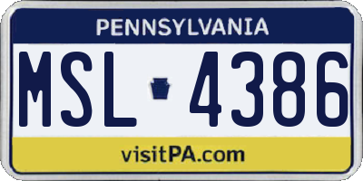 PA license plate MSL4386