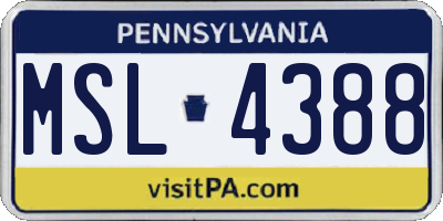 PA license plate MSL4388