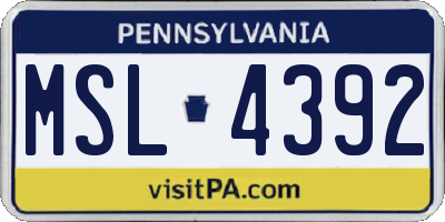 PA license plate MSL4392