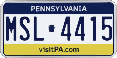 PA license plate MSL4415