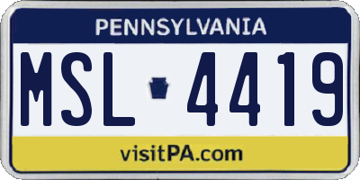 PA license plate MSL4419