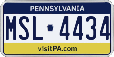 PA license plate MSL4434