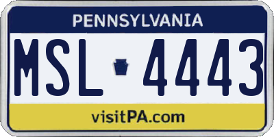 PA license plate MSL4443