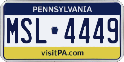 PA license plate MSL4449
