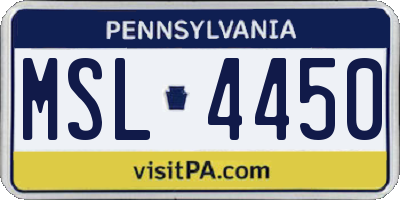 PA license plate MSL4450