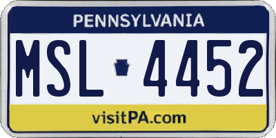 PA license plate MSL4452