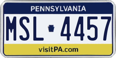PA license plate MSL4457
