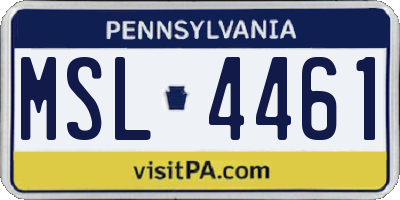 PA license plate MSL4461