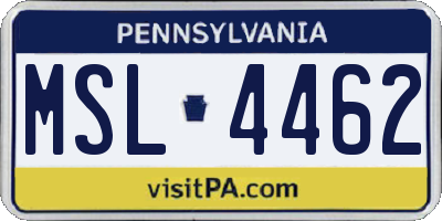 PA license plate MSL4462