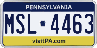 PA license plate MSL4463