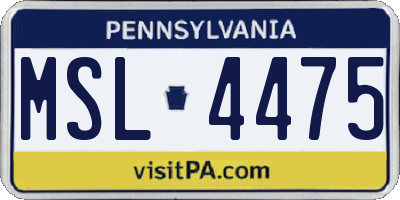 PA license plate MSL4475