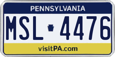 PA license plate MSL4476