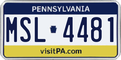 PA license plate MSL4481