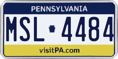 PA license plate MSL4484