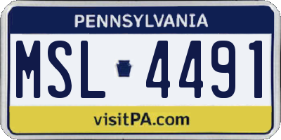 PA license plate MSL4491