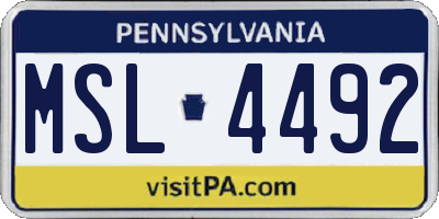 PA license plate MSL4492