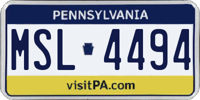 PA license plate MSL4494